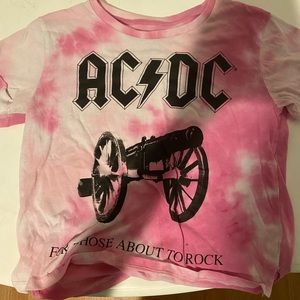 ACDC Rock N Roll Pink Tie-Dye Crop Top (XS)